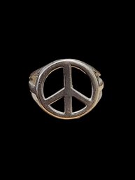 Vintage Sterling Silver Peace Ring, Size 8