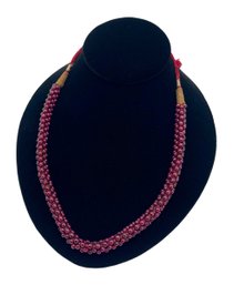 Vintage Natural Garnet Cluster Beaded Necklace Adjustable