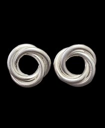 Vintage Sterling Silver Twisted Circle Stud Earrings