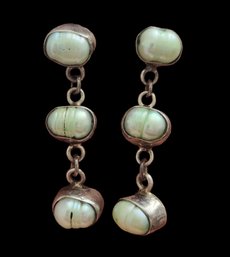 Gorgeous Vintage HOB Mexico Baroque Pearl Dangle Earrings