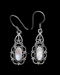 Vintage Sterling Silver SOMA Mother Of Pearl Dangle Earrings