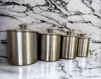 Set 4 Williams Sanoma Silver Canisters