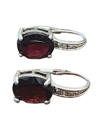 Vintage DBJ Sterling Silver Ruby Color Stone Earrings