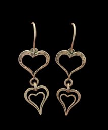 Vintage Sterling Silver Heart Dangle Earrings