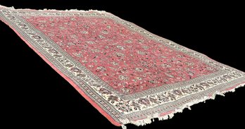 From Kaoud  Bros. Oriental Rug VTG Fringed Indo Persian Kashan Hand Knotted  Wool Rug  10' X 14'