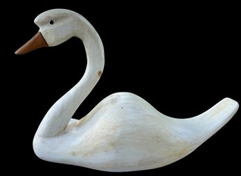 Vintage Hand Carved Wooden Swan 2' L X 15' H