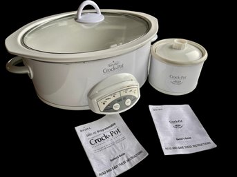 Rival Crock Pot Lot Of 2: Smart-Pot 6QT Slow Cooker, White, Model SCVP609, Little Dipper 16 Oz. Mini 32041
