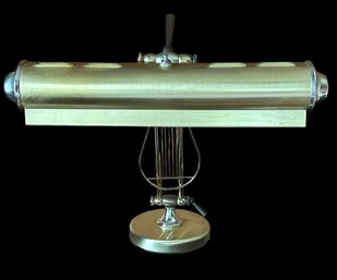 Vintage Brass Piano Or Desk Lamp Adjustable 14' H X 5.5' Base Tested & Working ( READ Description)