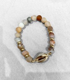 Stone Beaded Bracelet With Shell Charm