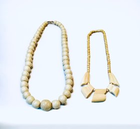 Pair Of Necklaces In Natural Stone & Bone