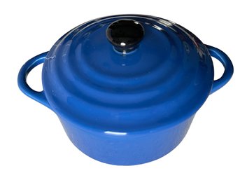 Creative Co-op Stoneware Small Mini Baker Cobalt Blue W/Lid- 9oz Capacity- 3.75'x 5'