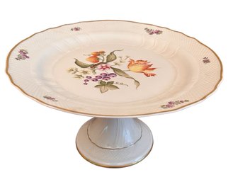 Hollohaza Hand Painted Porcelain Pedestal Cake Stand