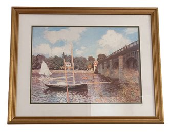 Boat At Argenteuil Bridge Framed Print