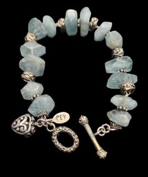 Vintage Sterling Silver Designer PEY Light Blue Stone Bracelet