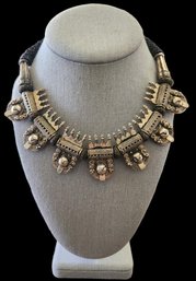 Heavy Vintage Sterling Silver Beaded Necklace