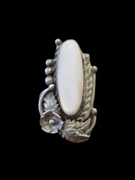 Vintage Native American Sterling Silver Mother Of Pearl Ring, Size 7