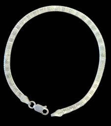Vintage Italian Sterling Silver Patterned Herringbone Bracelet
