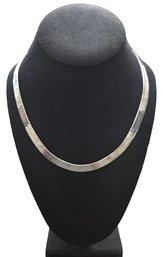 Gorgeous Vintage Thick Italian Sterling Silver Herringbone Necklace