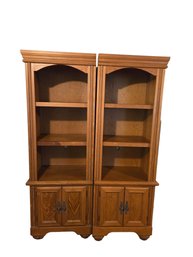 Pair Of American Farmhouse Hutch/bookcases With Lower Cabinet Storage