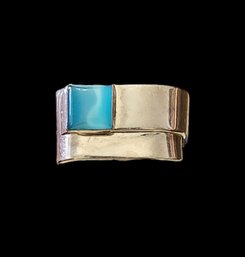 Vintage Sterling Silver Square Aquamarine Color Ring, Size 9.5