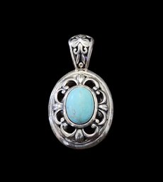 Vintage Sterling Silver Turquoise Color Pendant