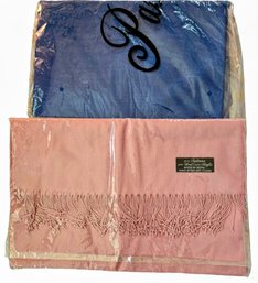 NEW! 2 Pashmina Fringed Scarves - Pink And Blue