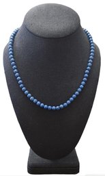 Beautiful Vintage Sterling Silver Lapis Beaded Necklace