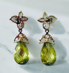 Pair Chartreuse Green Costume Earrings