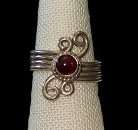 Vintage Sterling Silver Ruby Color Ring, Size 8.5