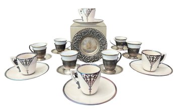 Sterling Silver And Fine China Demitasse Sets