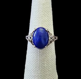 Vintage Sterling Silver Lapis Ring, Size 7.5