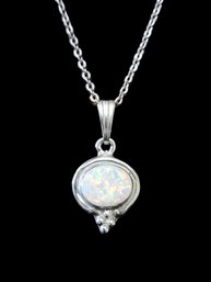 Vintage Sterling Silver Opal Necklace