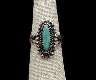 Vintage Native American Sterling Silver Turquoise Ring, Size 6