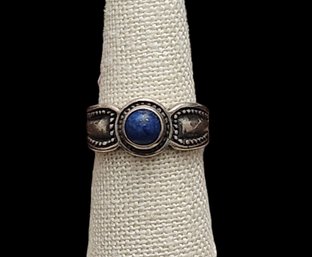Vintage Designer Sterling Silver Lapis Ring, Size 6.5