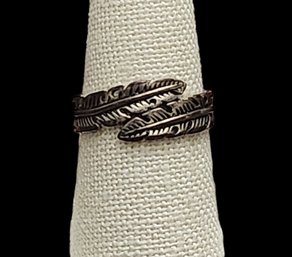 Vintage IBB Sterling Silver Designer Feather Ring, Size 9