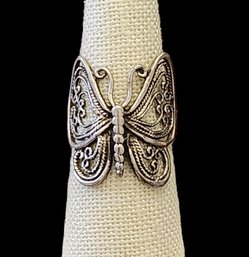 Vintage Sterling Silver Filigree Butterfly Ring, Size 7