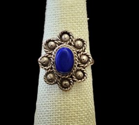 Vintage Mexican Sterling Silver Lapis Ring, Size 5.5