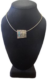 Vintage Sterling Silver Turquoise Designer Necklace