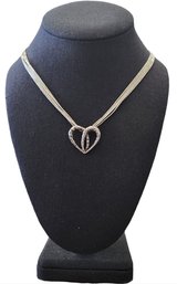 Vintage Sterling Silver 5 Strand Heishi Heart Necklace