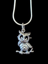 Vintage Italian Sterling Silver Owl Necklace