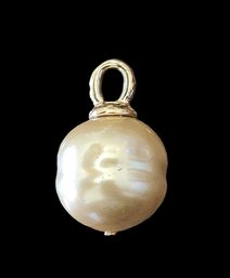 Vintage Sterling Silver Vermeil Pearl Pendant