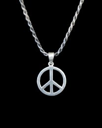 Vintage Italian Sterling Silver Peace Necklace