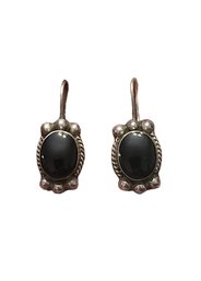 Vintage Mexican Sterling Silver Onyx Color Earrings