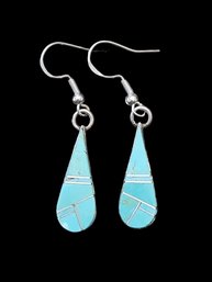 Vintage Native American Sterling Silver Turquoise Dangle Earrings