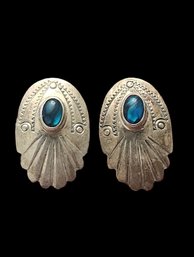 Amazing Vintage Tony Guerro Native American Sterling Silver Designer Earrings