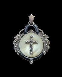 Vintage Sterling Silver Marcasite Cross Pendant