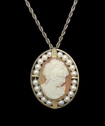 Vintage Gold Fill Cameo Pearl Necklace