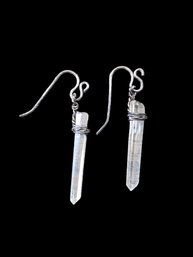 Vintage Sterling Silver Artisan Crystal Dangle Earrings