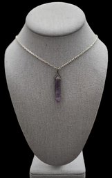 Vintage Sterling Silver Purple Crystal Necklace