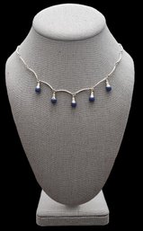 Vintage Sterling Silver Designer Lapis Necklace